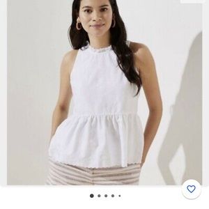 LOFT - BNWT White peplum eyelet top